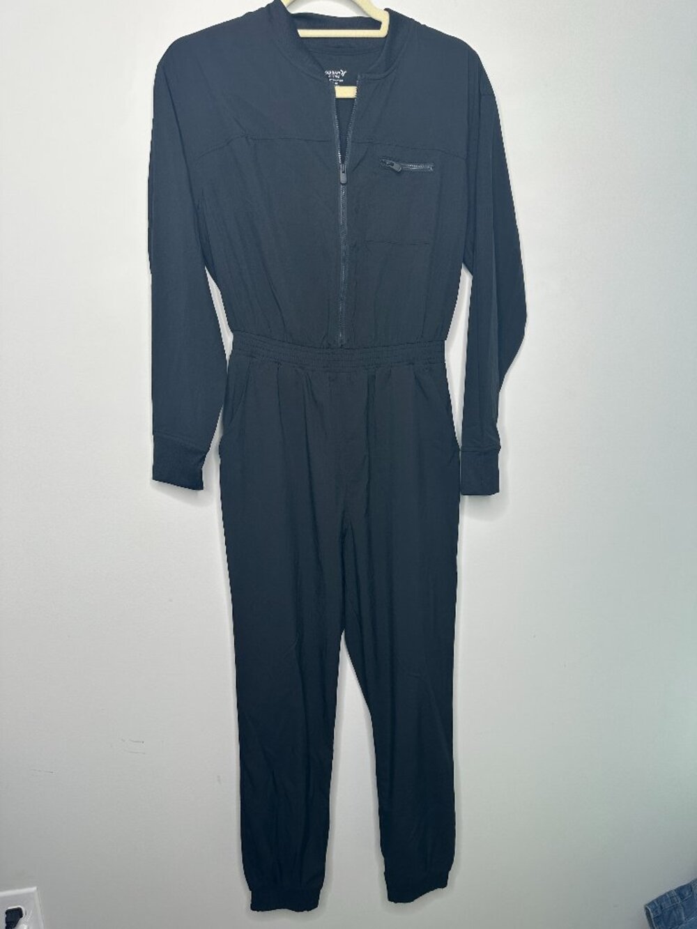 Old Navy StretchTech Cropped Zip Bomber Jumpsuit Black Women's XS